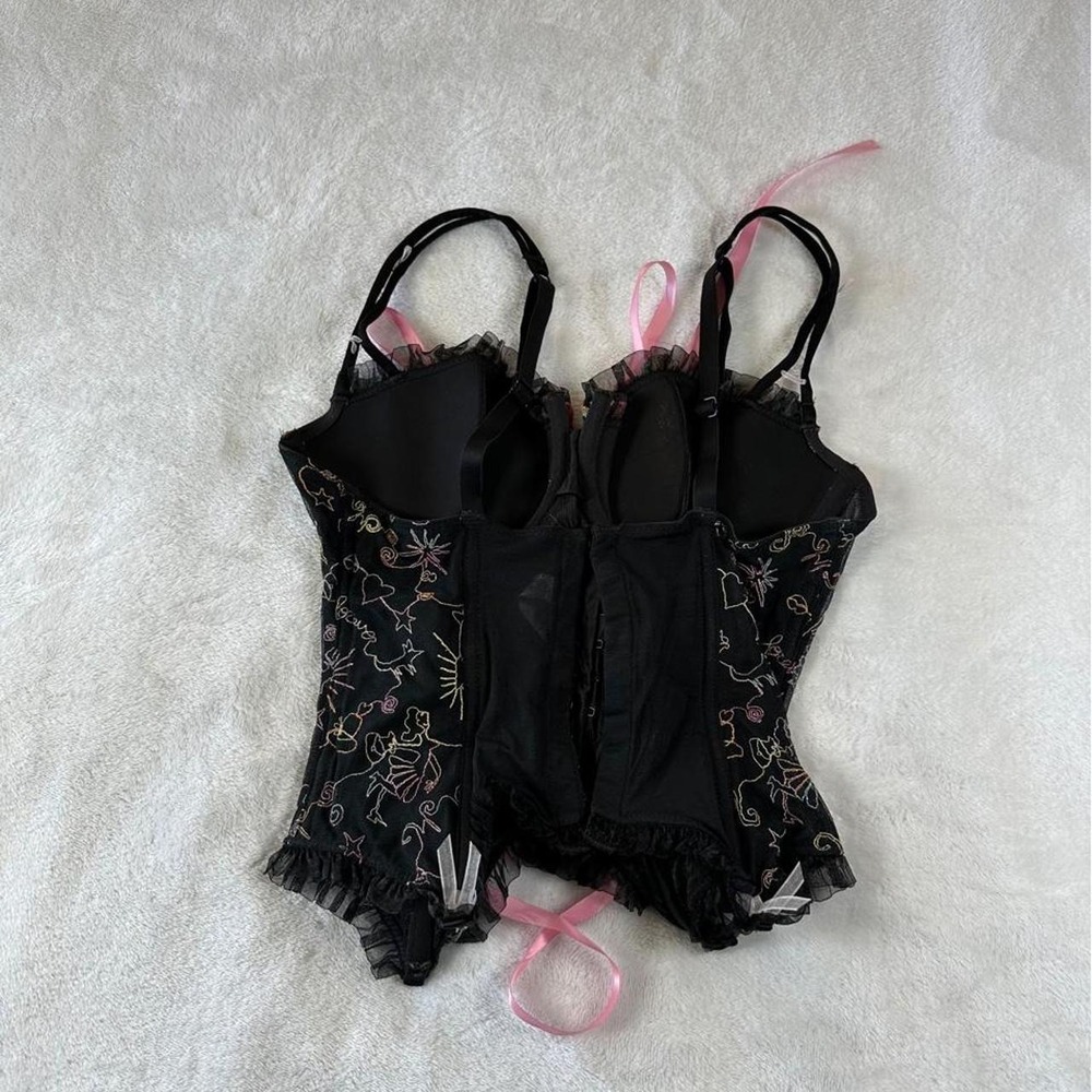 Chantal Thomass for Victoria's Secret 2004 black pink floral bustier babydoll - Picture 4 of 4